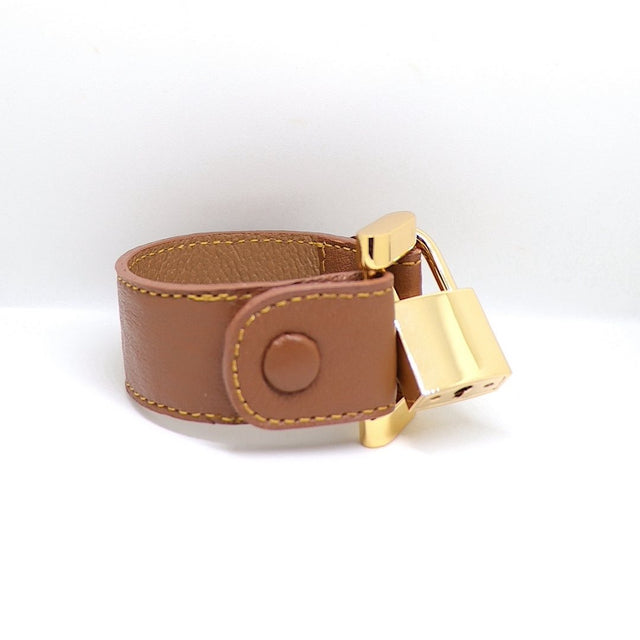 Leather Lock Bracelet Brown