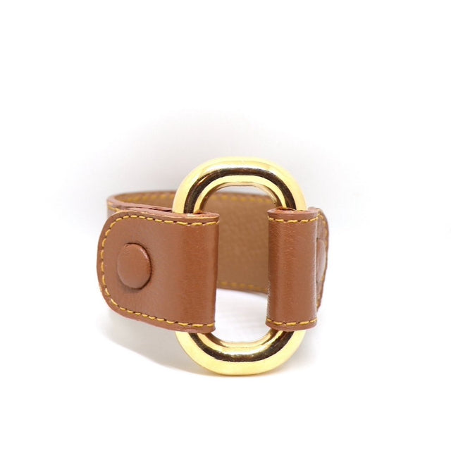 Gold Clasp Leather Bracelet Brown