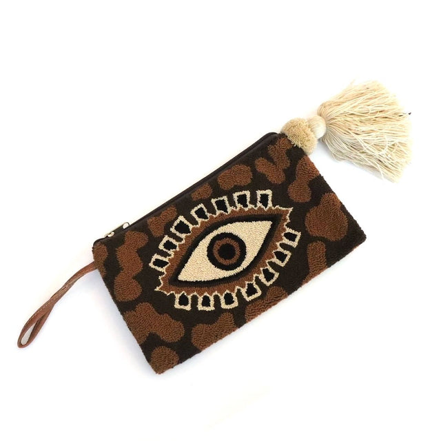 Wayuu Clutch Evil Eye Camo Brown