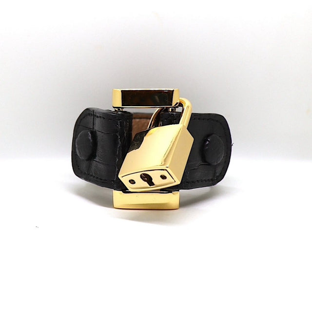 Leather Lock Bracelet Black