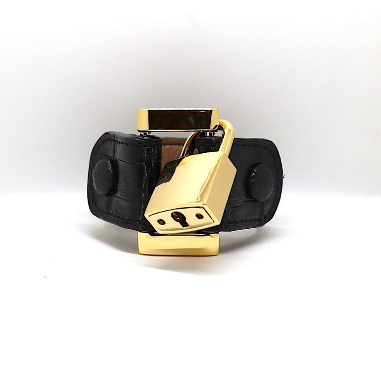 Leather Lock Bracelet Black