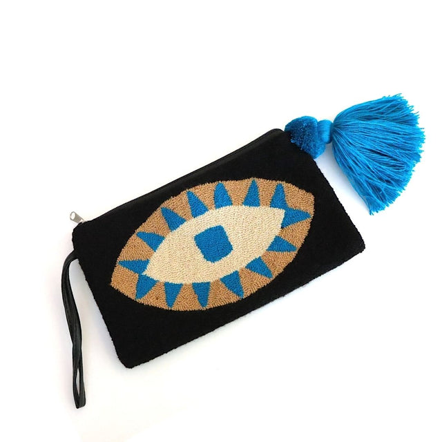 Wayuu Clutch Evil Eye Turquoise