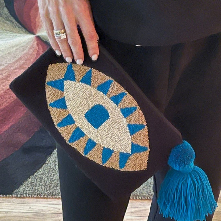 Wayuu Clutch Evil Eye Turquoise