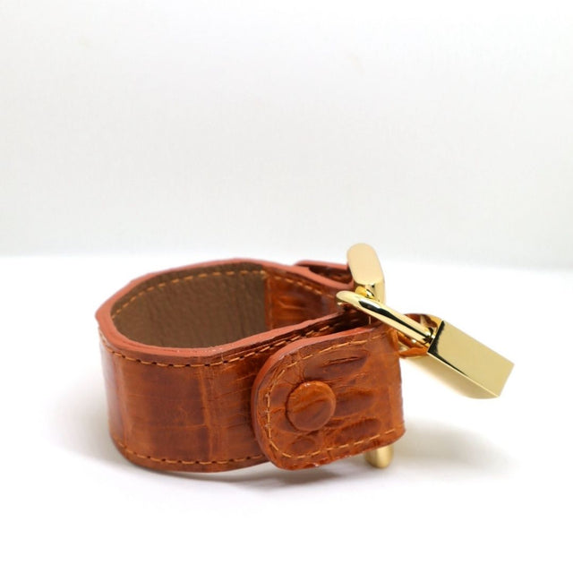 Leather Lock Bracelet Orange