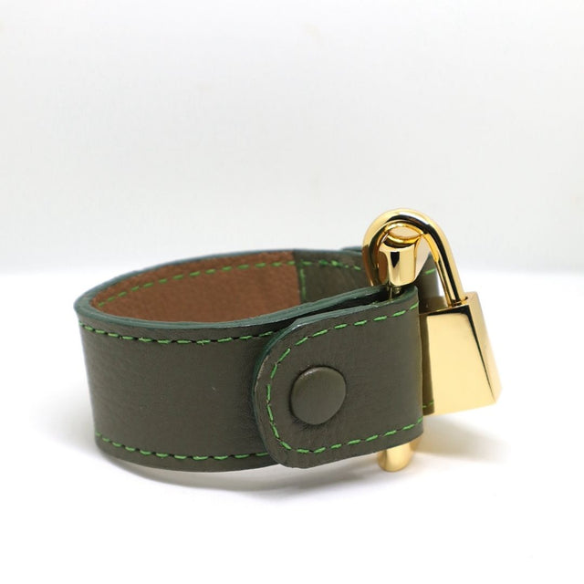 Leather Lock Bracelet Olive Green