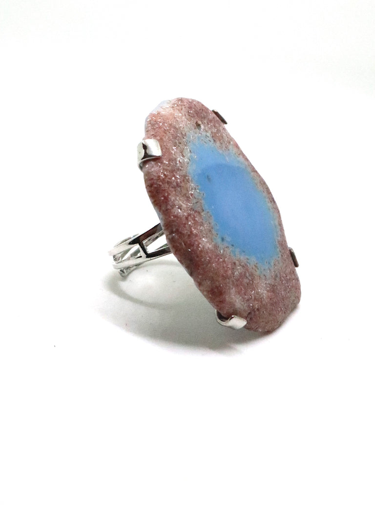 Blue Druzzy Agate Ring