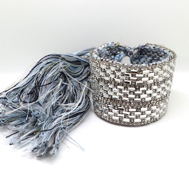 Baby Blue "Bling" Woven Bracelet Cuff