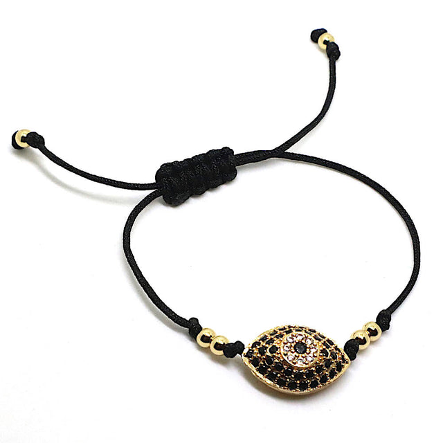 Gold Plated Evil Eye Adjustable Bracelet