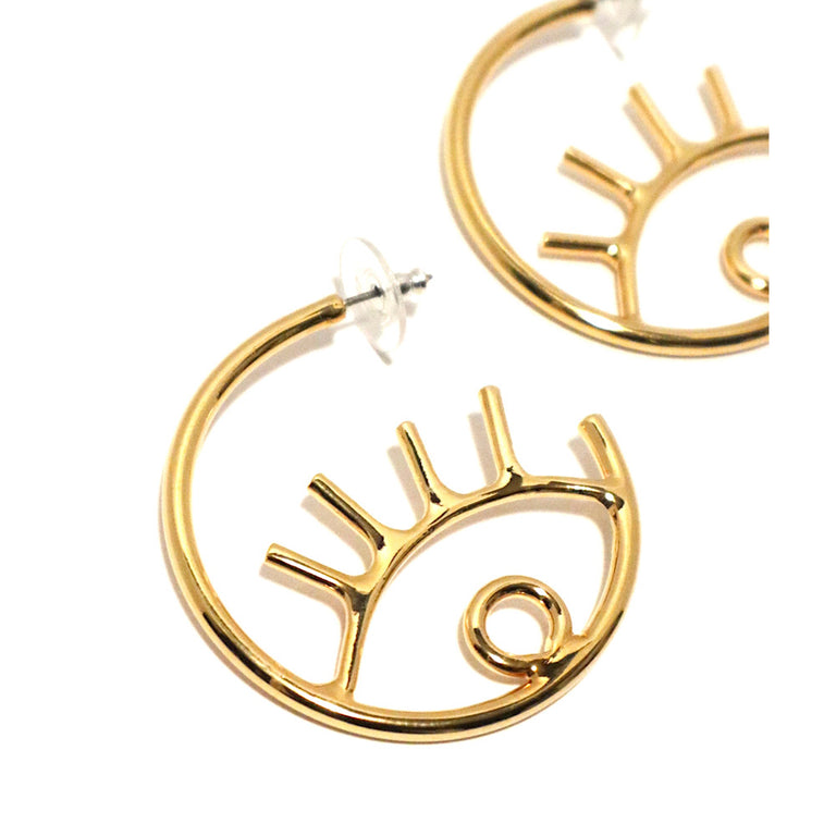 Gold Plated Circle Evil Eye Earrings