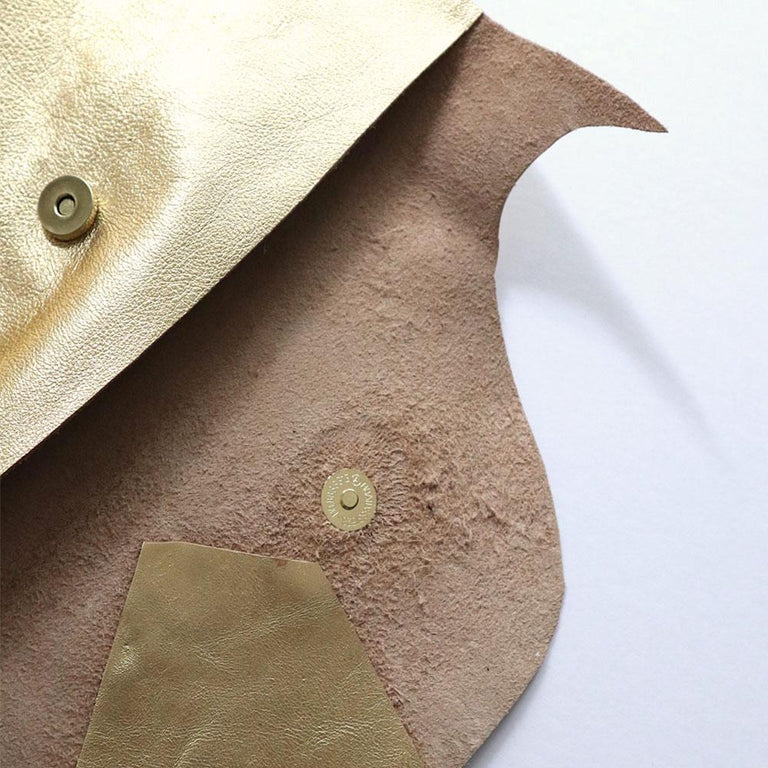 Gold Leather Clutch