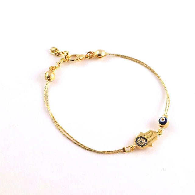 Gold Evil Eye Hamsa Bracelet