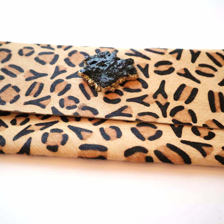 Cheetah Clutch Calfskin Black