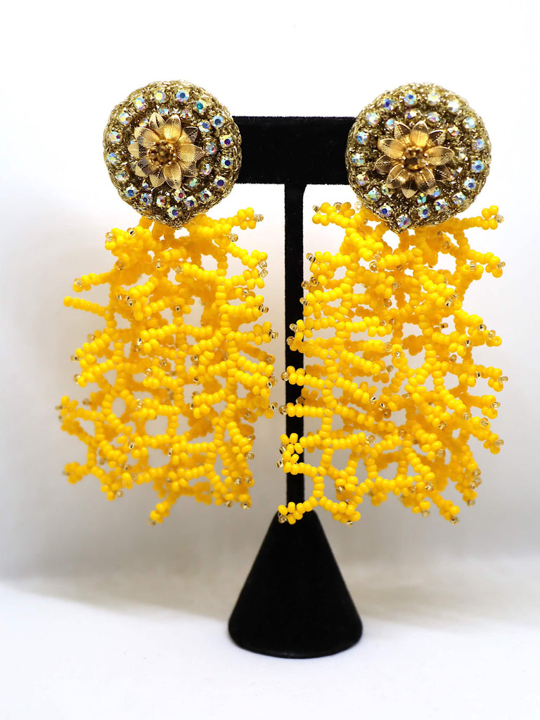 Coral Drop Yellow Earrings