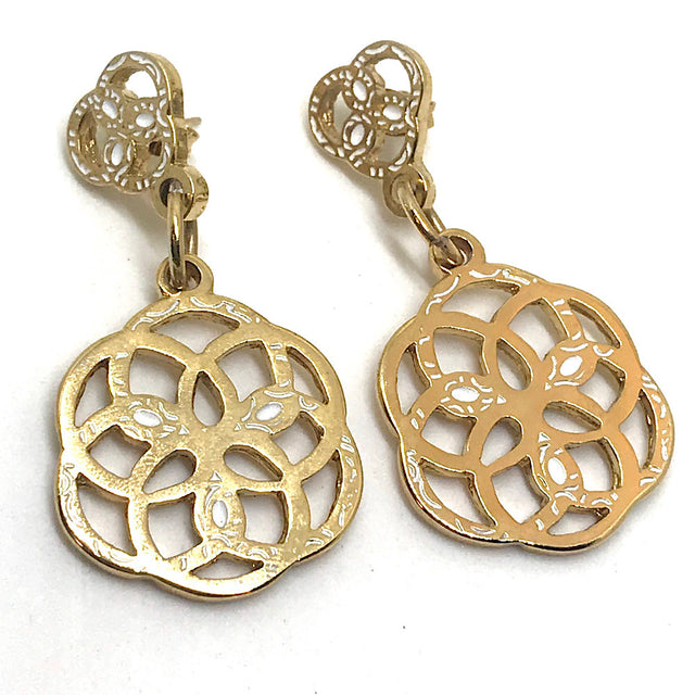 Mandala Earrings 24k Gold Plated- White