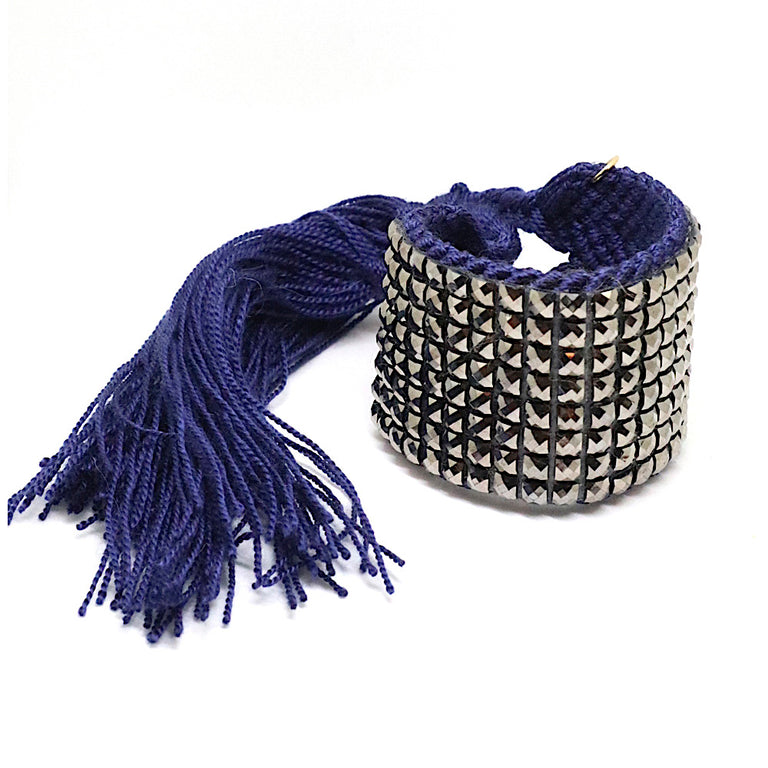 Medium Navy Studs Woven Bracelet Cuff