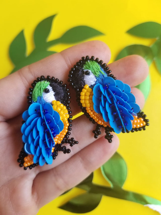 Blue Tropical Bird Earrings