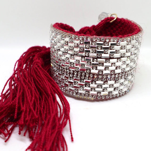 Red "Bling" Woven Bracelet Cuff