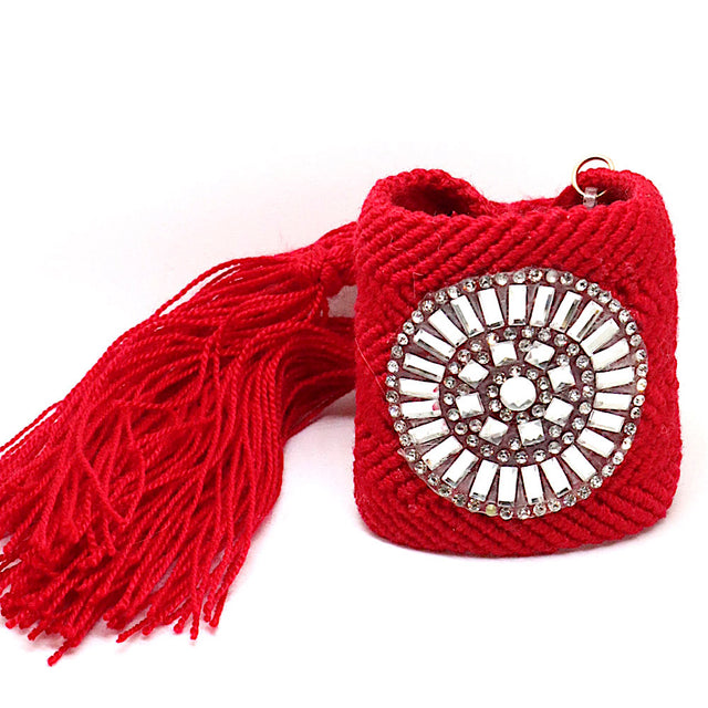 Woven Sun Bracelet Cuff-Red