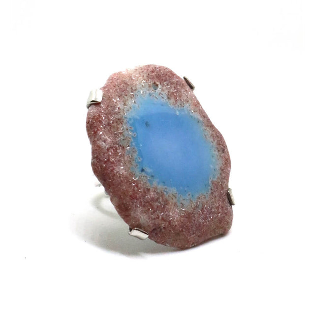 Blue Druzzy Agate Ring