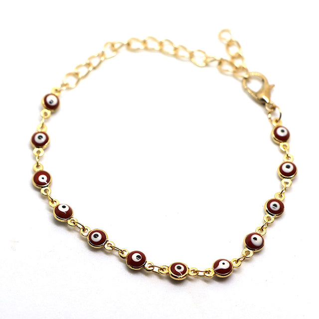 Gold Red Evil Eye Bracelet