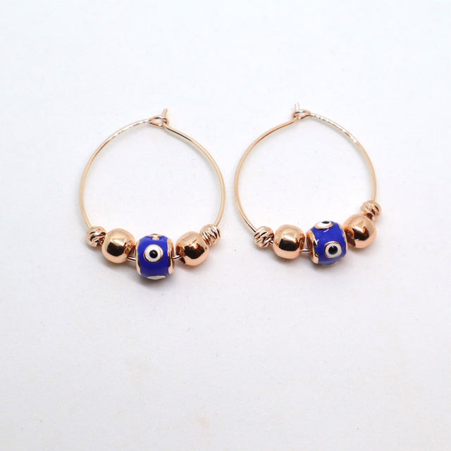 Evil Eye Rose Gold Hoop Earrings-Sale