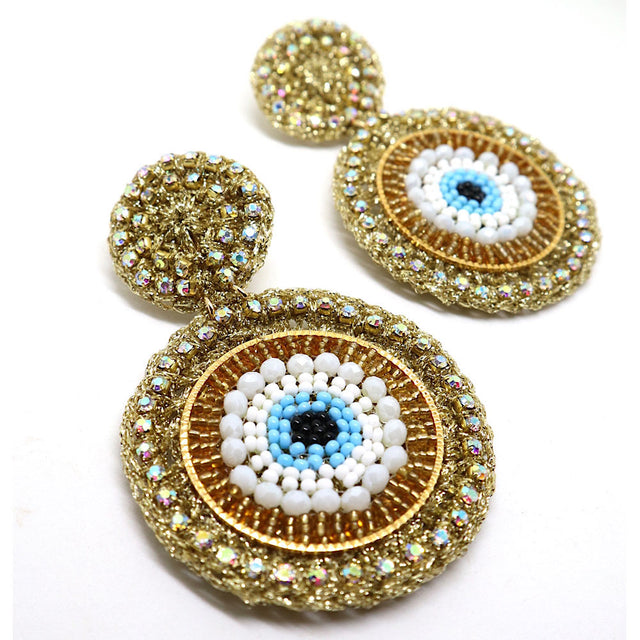 Evil Eye Gold-Brown Earrings