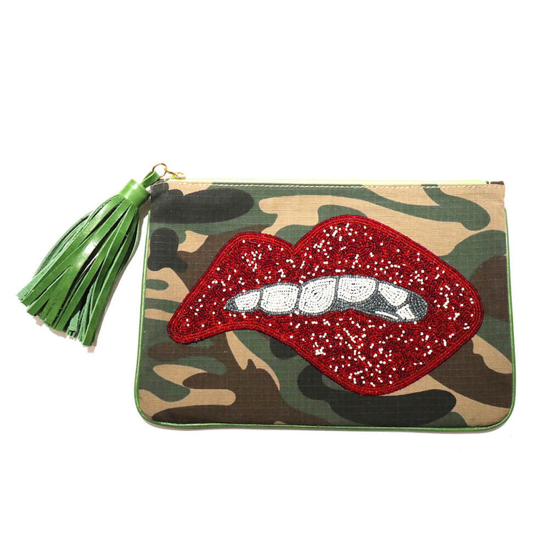 Green Camo Lip Clutch