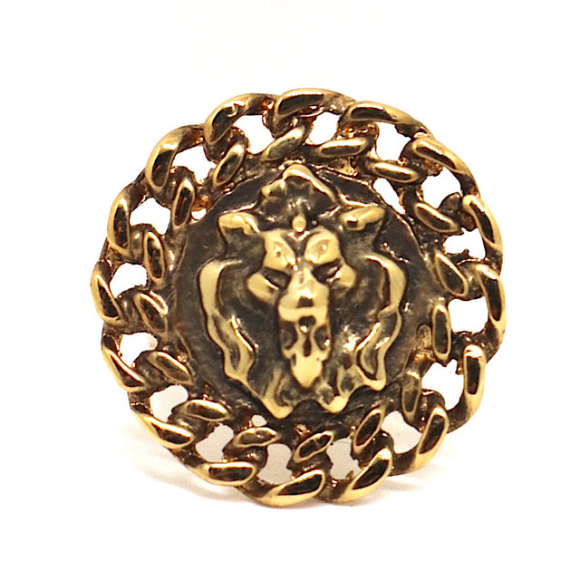 Lion Adjustable Gold Plated-Nikel Ring