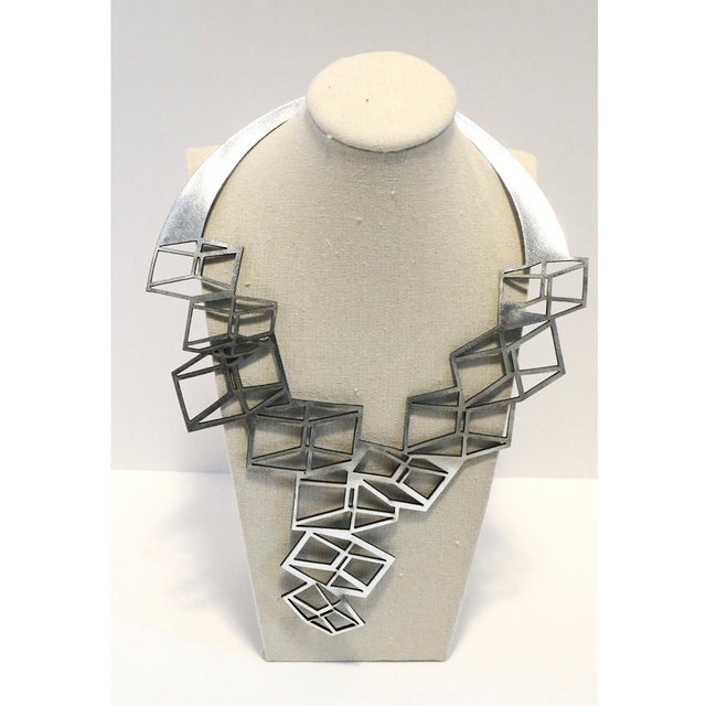 Leather Statement Adjustable Silver Necklace