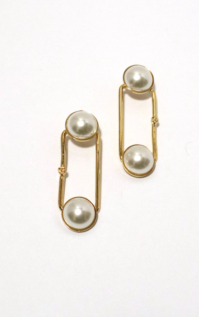 Pearl Gold Plated Tube Earrings-Sale