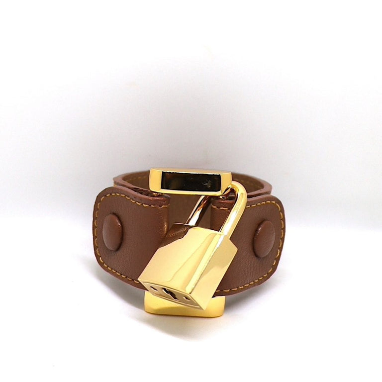 Leather Lock Bracelet Brown