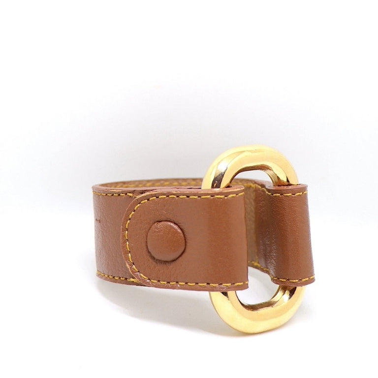Gold Clasp Leather Bracelet Brown