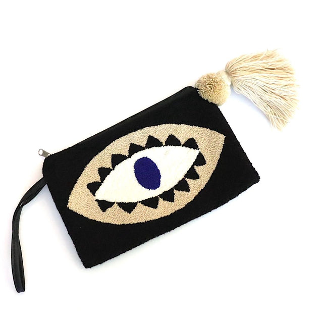 Wayuu Clutch Evil Eye Black