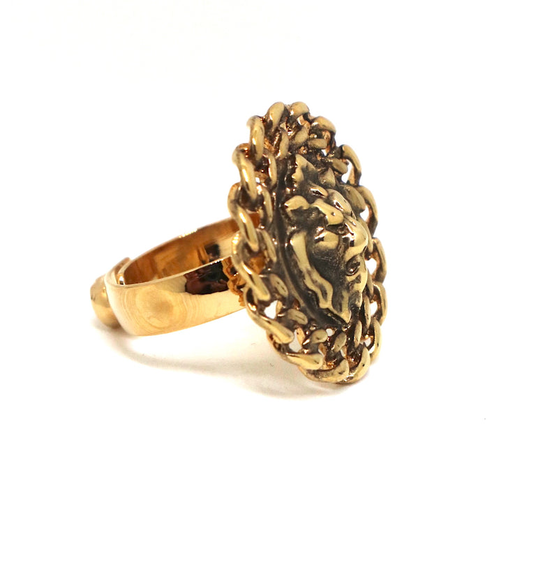 Lion Adjustable Gold Plated-Nikel Ring
