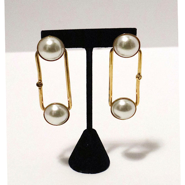 Pearl Gold Plated Tube Earrings