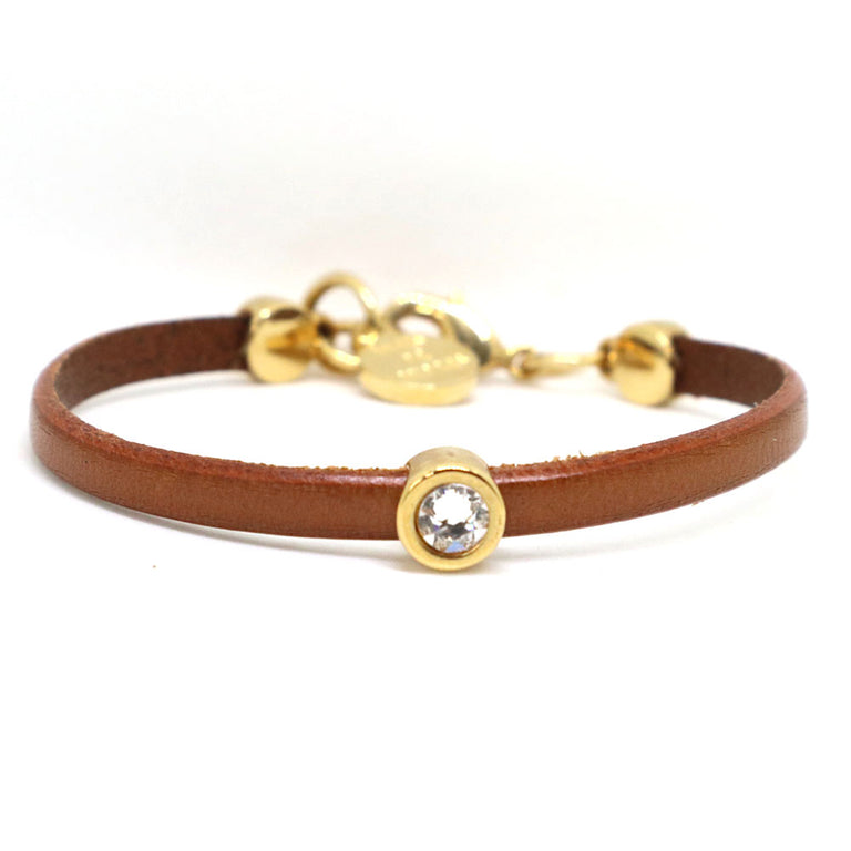 Brown Leather Stone Bracelet