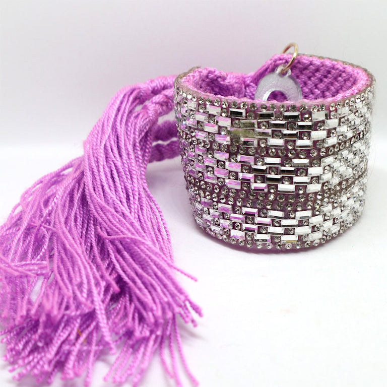 Lavender "Bling" Woven Bracelet Cuff