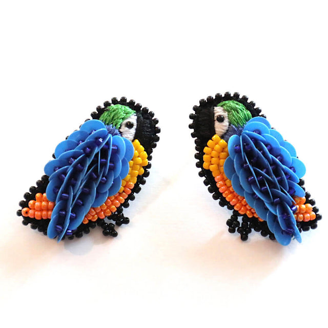 Blue Tropical Bird Earrings