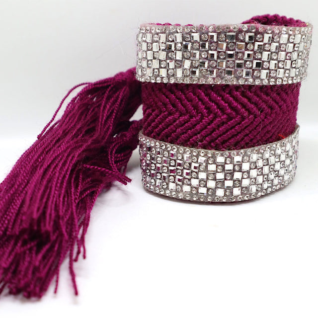 Purple "Bling" Woven Bracelet Cuff