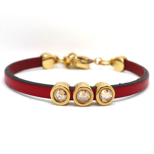 Red Leather Stone Yellow Bracelet