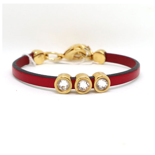 Red Leather Stone Bracelet