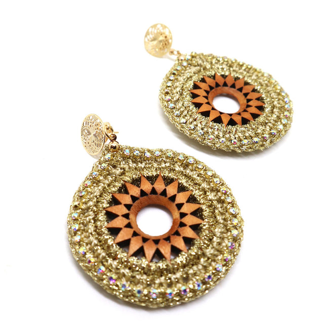 Round Crochet Gold Earrings