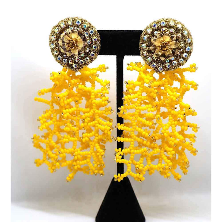 Coral Drop Earrings Yellow